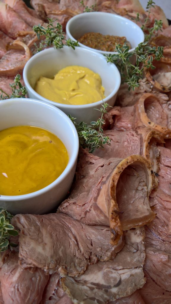 Roast sirloin of beef with mustard selection